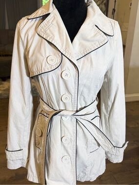 Jou Jou khaki Trench Coat with Black Piping